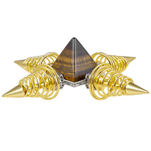 Load image into Gallery viewer, Natural Crystal Stone Pyramid Spiritual Energy Generator With Gold Plated Spring Points
