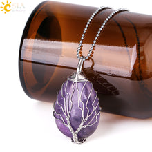 Load image into Gallery viewer, Tree of Life Crystals Necklace Pendant Water Drop
