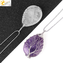 Load image into Gallery viewer, Tree of Life Crystals Necklace Pendant Water Drop
