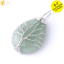 Load image into Gallery viewer, Tree of Life Crystals Necklace Pendant Water Drop
