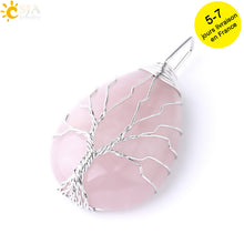 Load image into Gallery viewer, Tree of Life Crystals Necklace Pendant Water Drop
