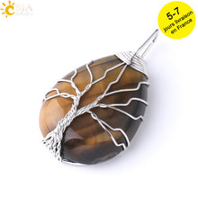 Load image into Gallery viewer, Tree of Life Crystals Necklace Pendant Water Drop
