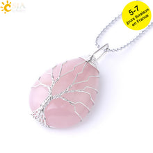 Load image into Gallery viewer, Tree of Life Crystals Necklace Pendant Water Drop
