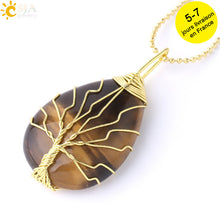 Load image into Gallery viewer, Tree of Life Crystals Necklace Pendant Water Drop
