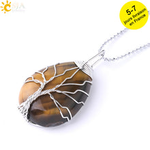 Load image into Gallery viewer, Tree of Life Crystals Necklace Pendant Water Drop
