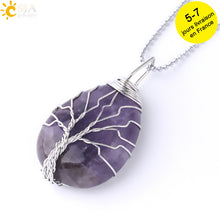 Load image into Gallery viewer, Tree of Life Crystals Necklace Pendant Water Drop
