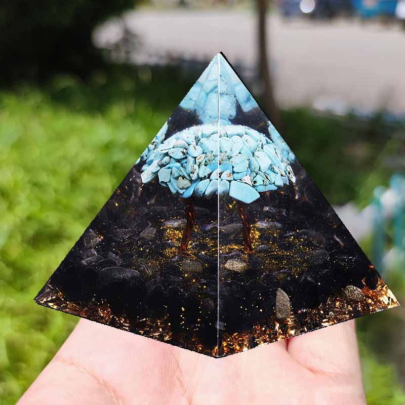 Orgonite Pyramid 60mm Obsidian Crystal Sphere With Energy Circle