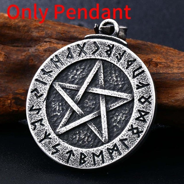 Beier stainless Norse Viking Pendant Necklace Large Rune Pentacle Pendant Pentagram