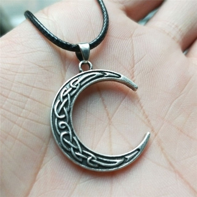 Irish Knot Goddess Crescent Moon Necklace